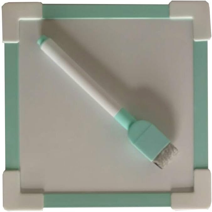 Daiso Square Whiteboard with Magnets - Green (15 x 15 cm)